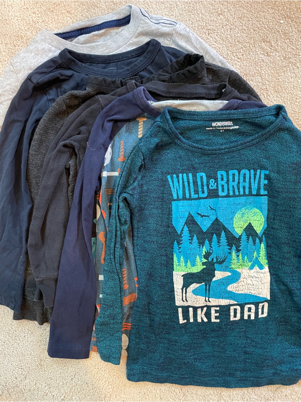 Lot of 6 Boys 4T Long Sleeve Cotton Tees